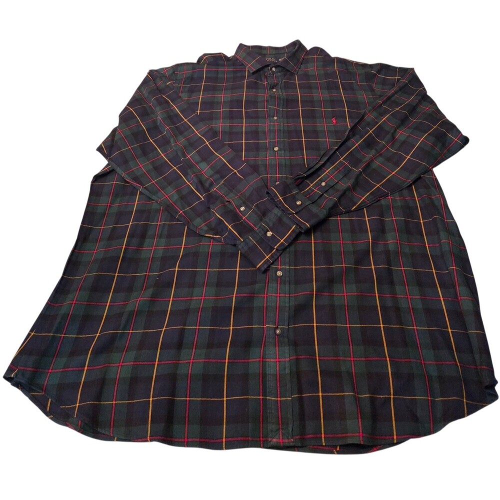 Polo Ralph Lauren Green/Navy Flannel Shirt 4XLT Long Sleeve Plaid Mens